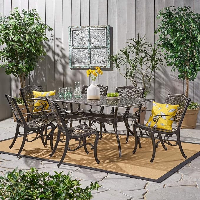 Christopher Knight Home Hallandale Outdoor Sarasota Cast Aluminum Rectangular - Image 3