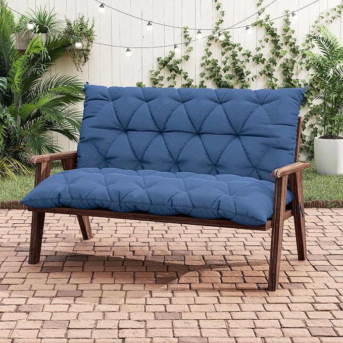 Porch Swing Cushion with Backrest 2-3 Seater Outdoor Bench Cushions Waterproof - Image 5