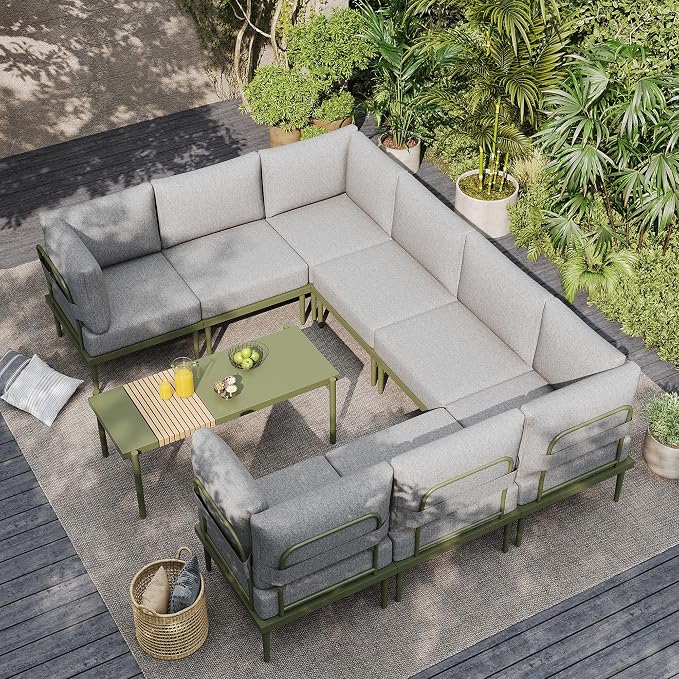 Sundale Outdoor 9 Pieces Patio Furniture Set, U-Shaped Outdoor Sectional Sofa by SundaleOutdoor