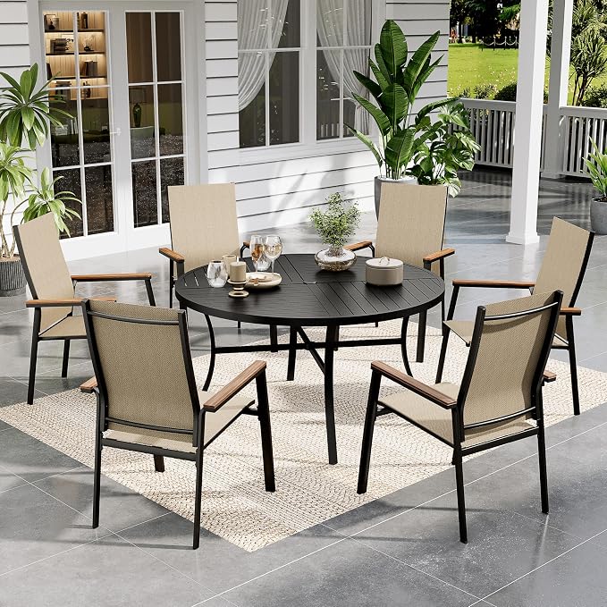 Sophia & William Outdoor Patio Dining Set 7 Pieces, 6 Aluminum Patio Dining by SophiaWilliam