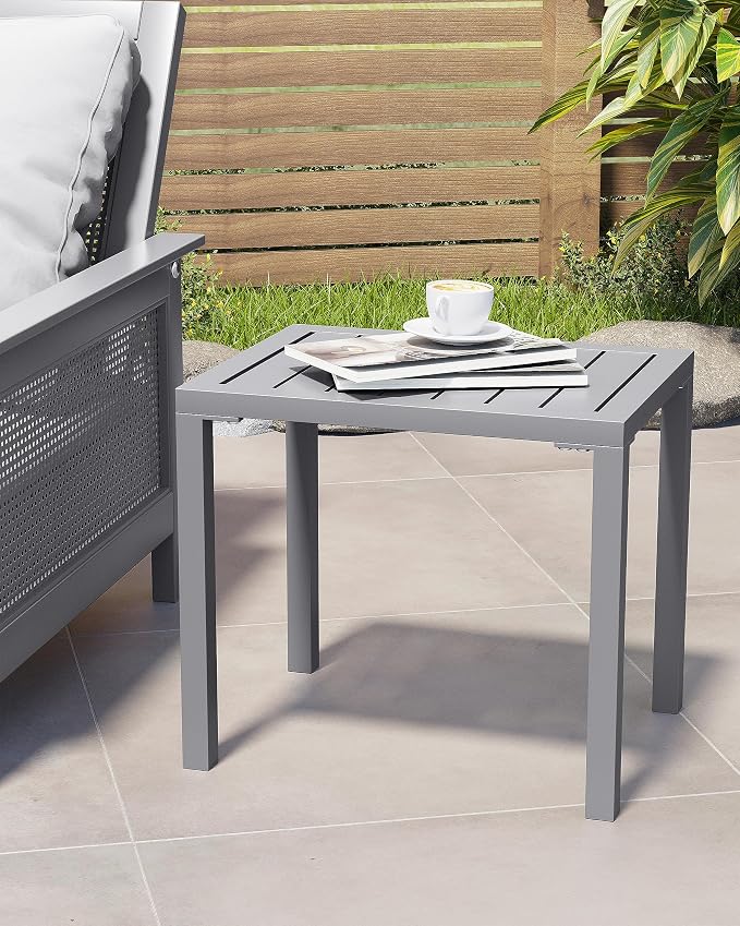 Crestlive Products Outdoor Side Table Set of 2, Aluminum Small Rectangular - Image 8