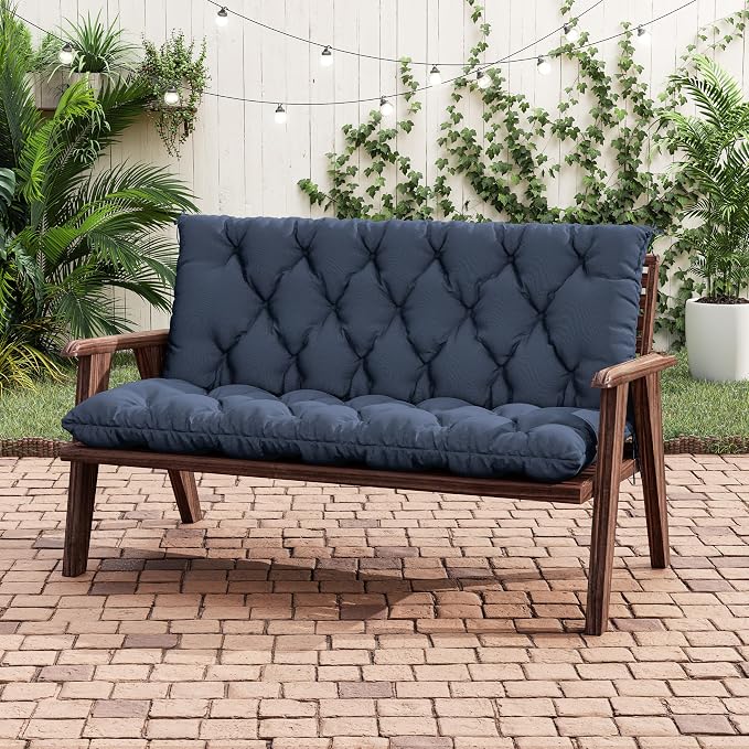 Porch Swing Cushion with Backrest 2-3 Seater Outdoor Bench Cushions Waterproof - Image 5