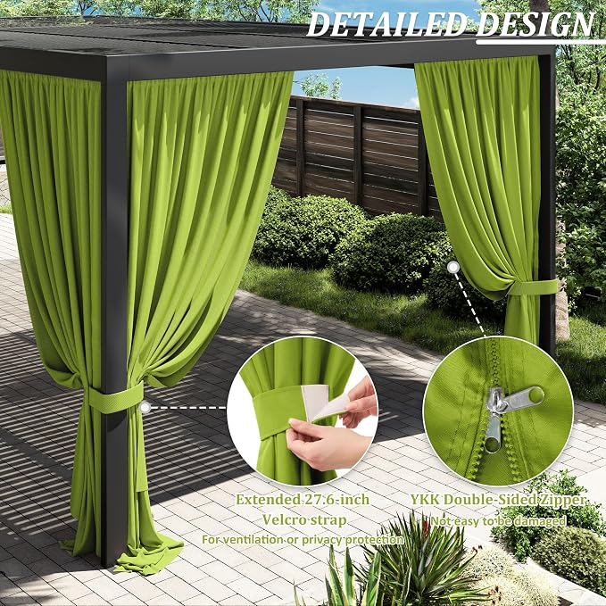 Gazebo Universal Replacement Privacy Curtain, 4-Panels Sidewall Curtains - Image 4