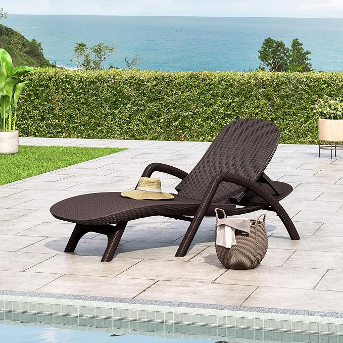 Christopher Knight Home Blanche Outdoor Faux Wicker Chaise Lounge, Dark Brown - Image 2