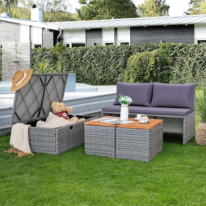 Devoko Patio Day Bed with 2 Side Tables Outdoor Daybed Set - Image 4