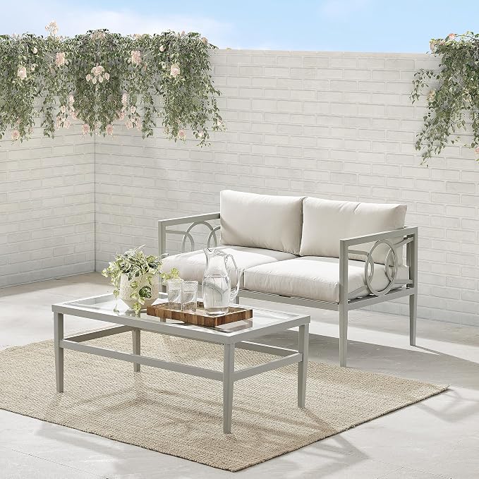 Crosley Furniture Ashford 2-Piece Outdoor Coffee Table and Loveseat Patio - Image 5
