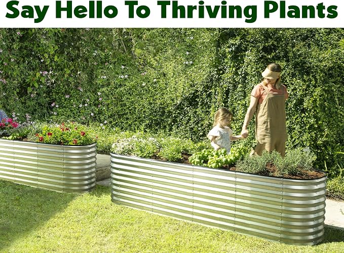 Plant & Plot Galvanized Raised Garden Beds Outdoor // 8×2×2 ft Planter Raised - Image 4