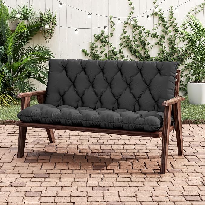 Porch Swing Cushion with Backrest 2-3 Seater Outdoor Bench Cushions Waterproof - Image 5