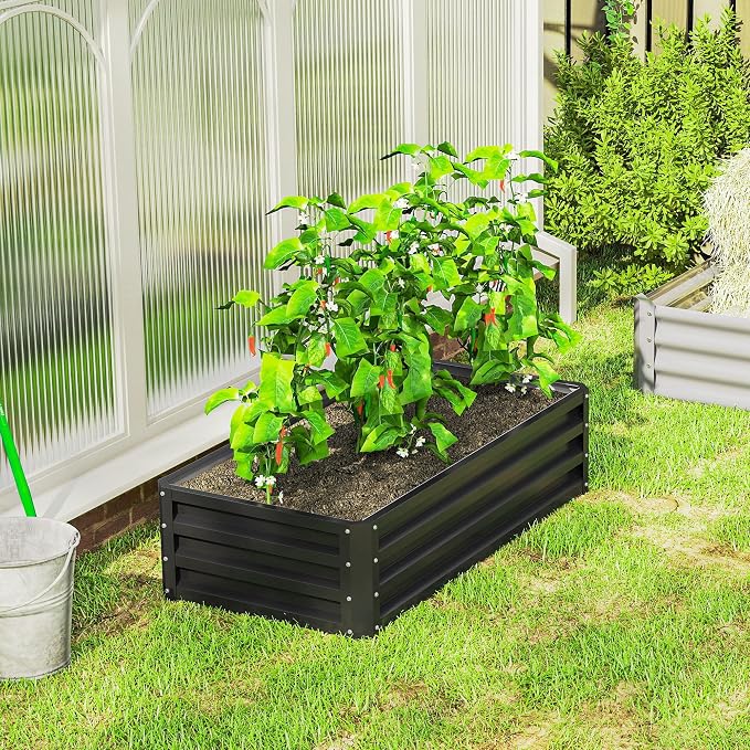 Outsunny Galvanized Raised Garden Bed, - Image 9