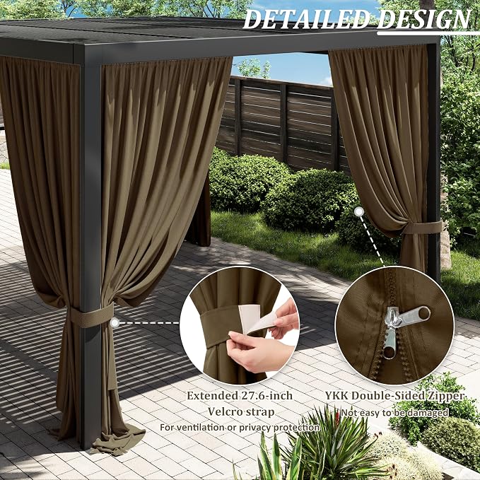 Gazebo Universal Replacement Privacy Curtain, 4-Panels Sidewall Curtains - Image 4