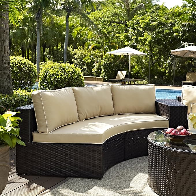 Crosley Furniture Catalina Outdoor Sectional Sofa, 3-Person Wicker Patio Couch - Image 2