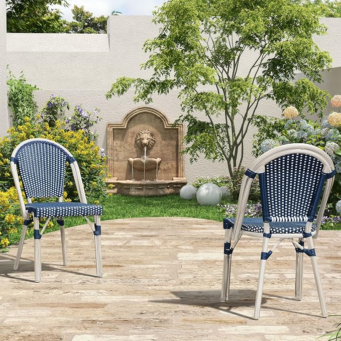 PURPLE LEAF Outdoor Dining Chair Set of 4 Aluminum Frame Wicker Rattan Chairs - Image 2