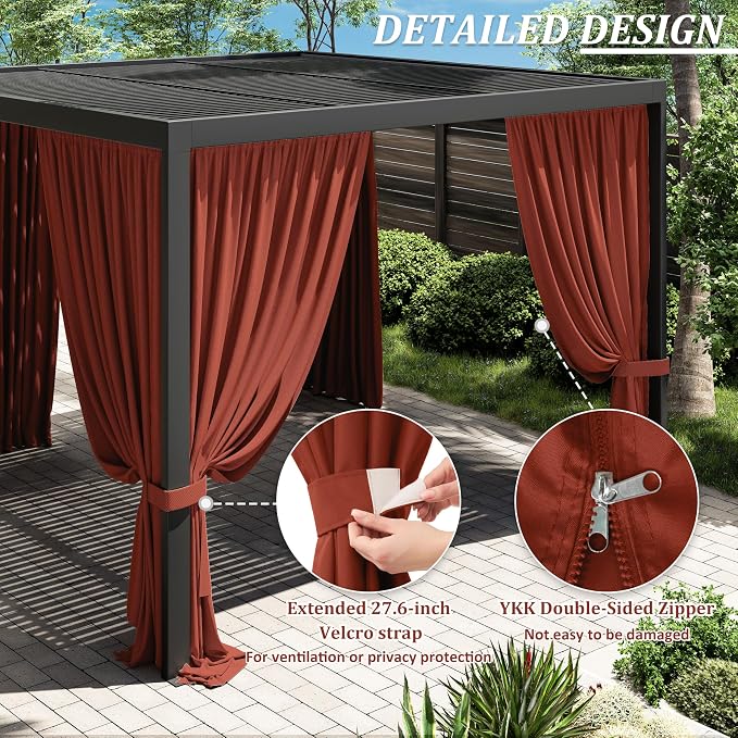 Gazebo Universal Replacement Privacy Curtain, 4-Panels Sidewall Curtains - Image 4