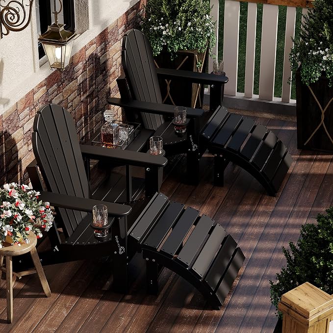 Sundale Outdoor Folding Plastic Adirondack Ottoman, All-Weather Adirondack - Image 7