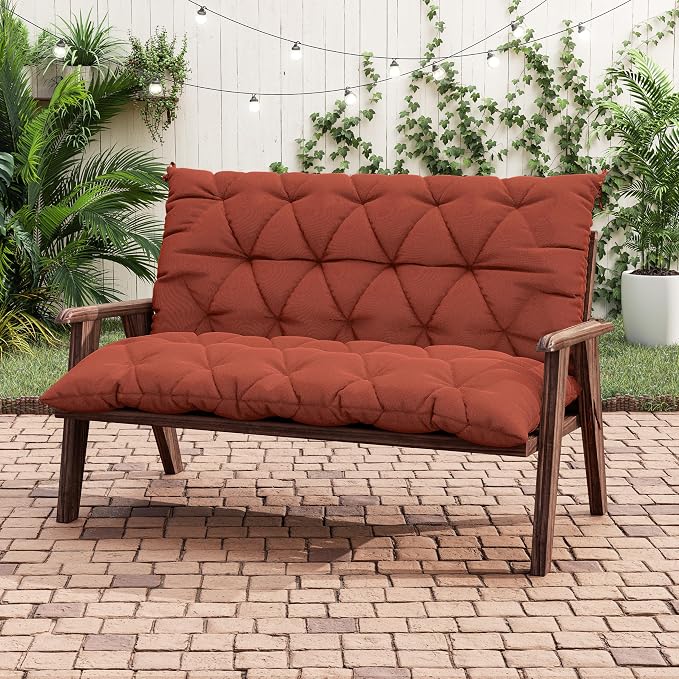 Porch Swing Cushion with Backrest 2-3 Seater Outdoor Bench Cushions Waterproof - Image 5