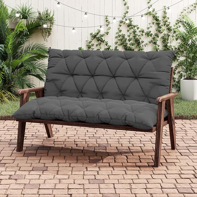 Porch Swing Cushion with Backrest 2-3 Seater Outdoor Bench Cushions Waterproof - Image 5