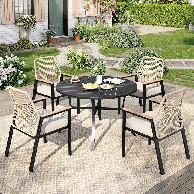 5 Pieces Round Outdoor Dining Set by MIXPATIO