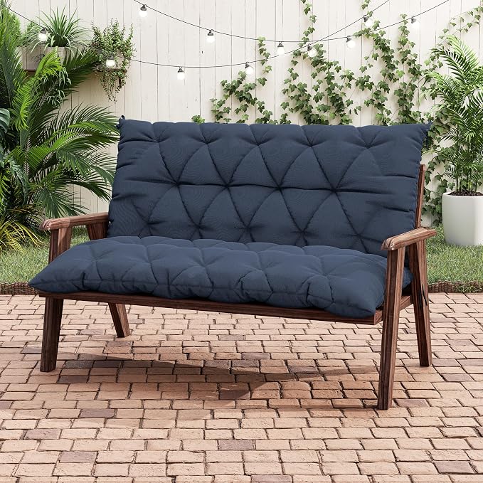 Porch Swing Cushion with Backrest 2-3 Seater Outdoor Bench Cushions Waterproof - Image 2