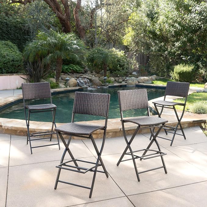 Christopher Knight Home Margarita Outdoor Wicker Barstools, 4-Pcs Set - Image 2