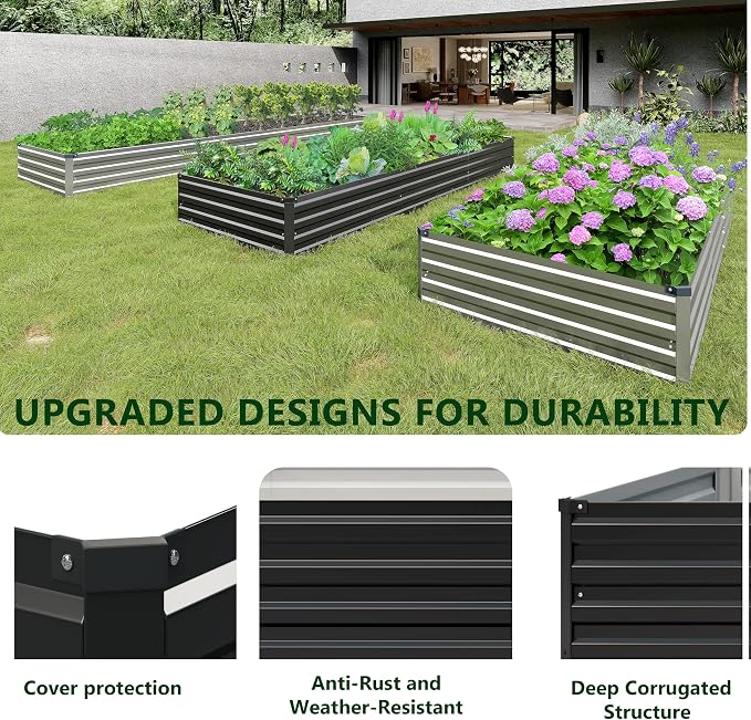2PCS 9x3x1ft Galvanized Raised Garden Bed Kit, Metal Planter Box - Image 6