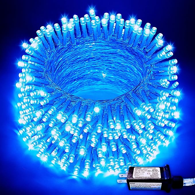 JMEXSUSS Blue Christmas String Lights Indoor Outdoor, 66ft 200 LED Blue String by JMEXSUSS
