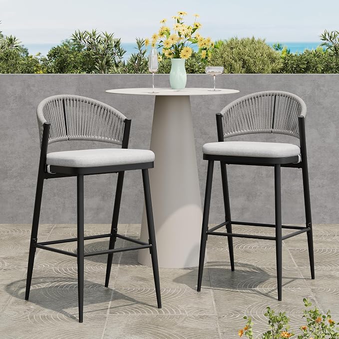 Christopher Knight Home Hearth 30.25" H Patio Barstools Set of 2, Woven Wicker - Image 3