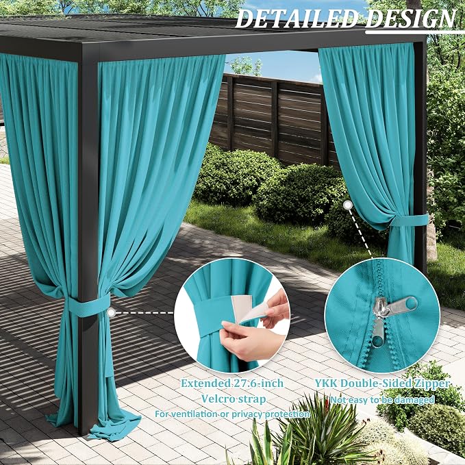 Gazebo Universal Replacement Privacy Curtain, 4-Panels Sidewall Curtains - Image 4