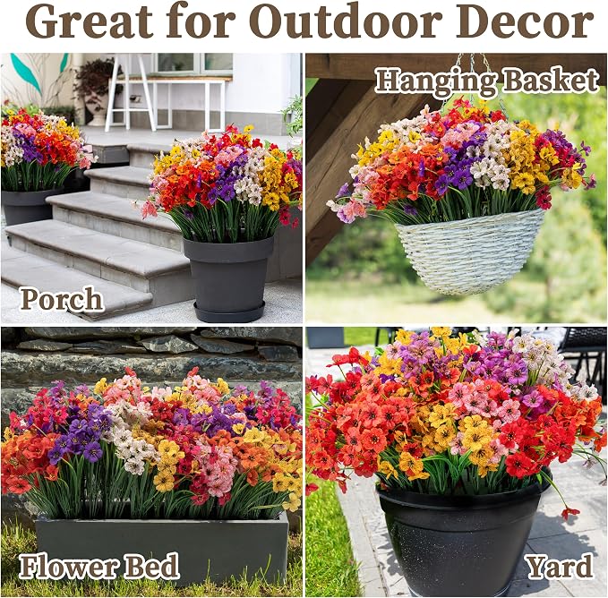 24 Bundles Artificial Flowers for Outdoors/Indoors, Fake Flowers Plants for - Image 7