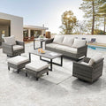 Belord 7 PCS Outdoor Furniture Set, Mixed Grey Wicker, Includes Swivel Rocker by Belord