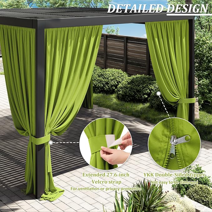 Gazebo Universal Replacement Privacy Curtain, 4-Panels Sidewall Curtains - Image 4