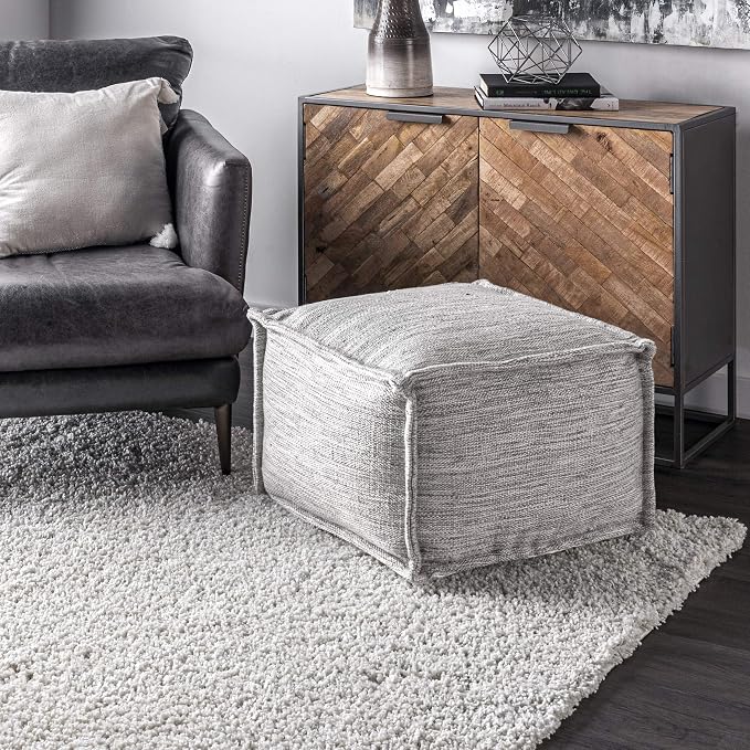nuLOOM Sofia Casual Solid Indoor/Outdoor Filled Ottoman Pouf 14" x 20" x 20" by nuLOOM