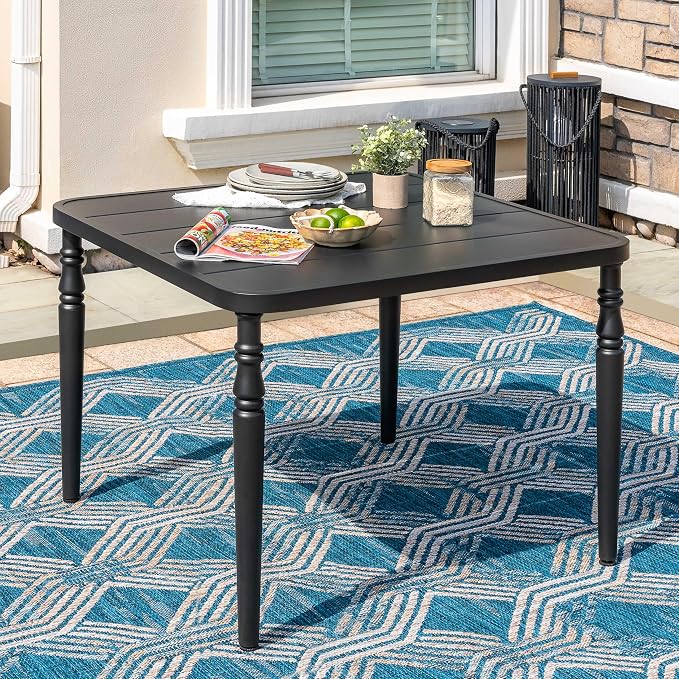 NUU GARDEN Outdoor 37” Dining Table, Square Metal Dining Table - Image 8