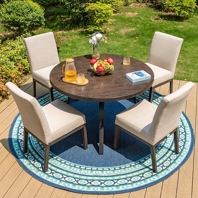 HERA'S HOUSE 5 Piece Patio Dining Set, 4 x Thick Cushioned Dining Chair by HERASHOUSE