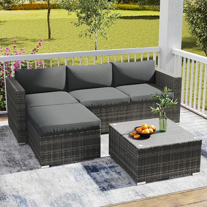 Wisteria Lane 5 Piece Outdoor Patio Furniture Set, All Weather Wicker Rattan - Image 8