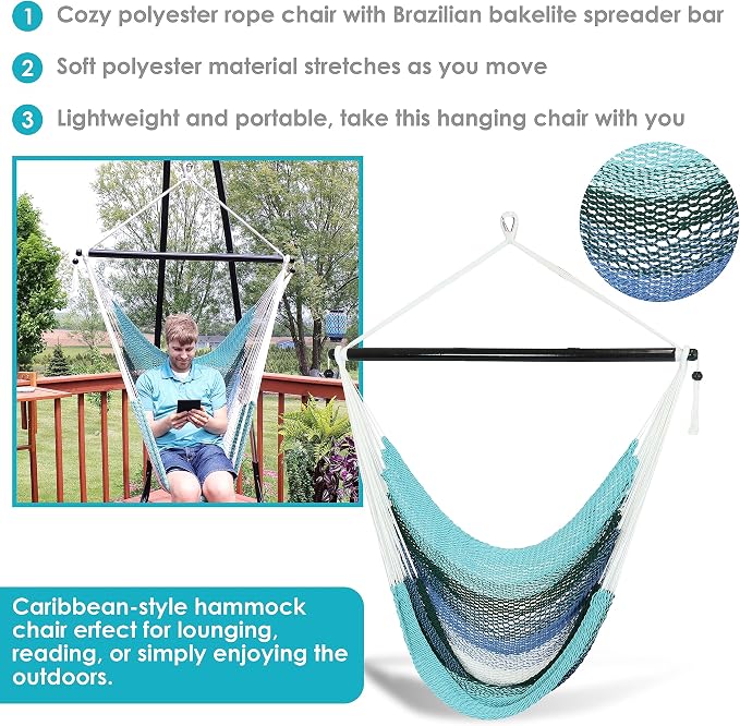 Sunnydaze Caribbean XL Hanging Outdoor Hammock Chair - Image 2