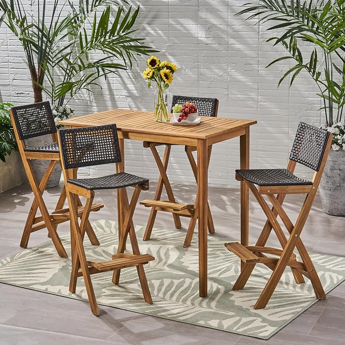 Christopher Knight Home Polaris Outdoor Acacia Wood and Wicker 5 Piece by ChristopherKnightHome