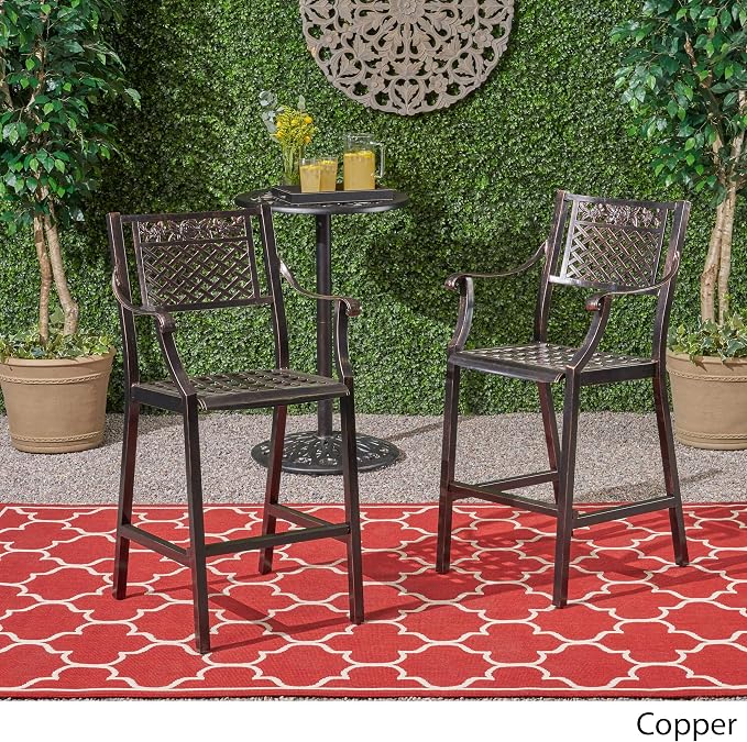 Christopher Knight Home Athena Outdoor 29" Aluminum Barstool, Copper Finish - Image 4