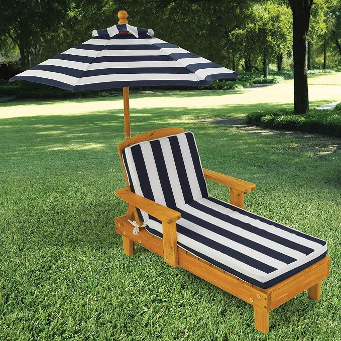 KidKraft Outdoor Wooden Chaise Lounge, Backyard Furniture Chair - Image 2