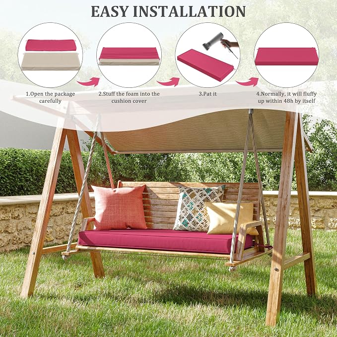 Premium Outdoor Bench Cushions for Patio Furniture 3.5inches Memory Foam Bench - Image 7