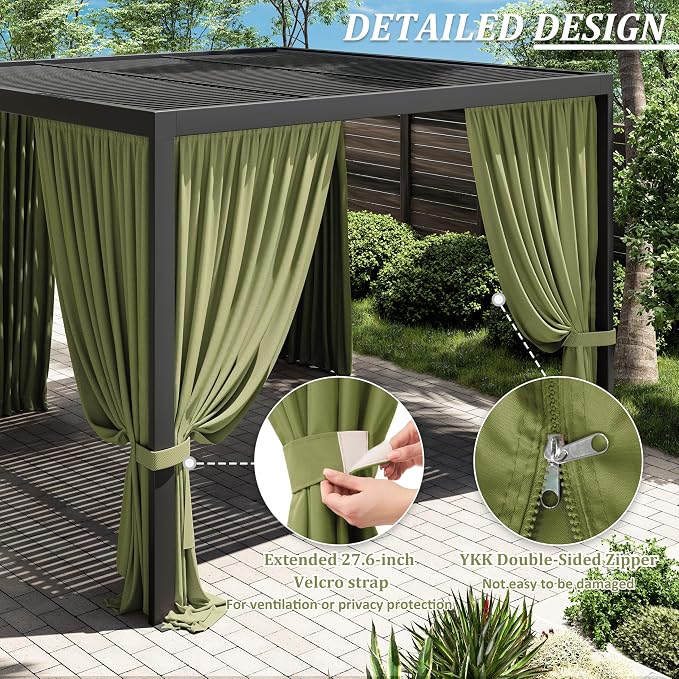 Gazebo Universal Replacement Privacy Curtain, 4-Panels Sidewall Curtains - Image 4