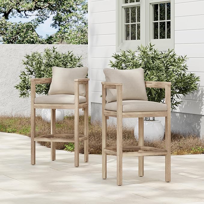 Christopher Knight Home Kuart Acacia Wood Outdoor Bar Stool Set of 2 by ChristopherKnightHome