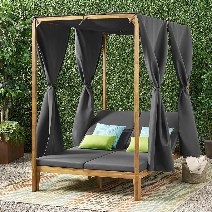 Christopher Knight Home Kinzie Outdoor DAYBED, Dark Grey + Teak Finish - Image 2