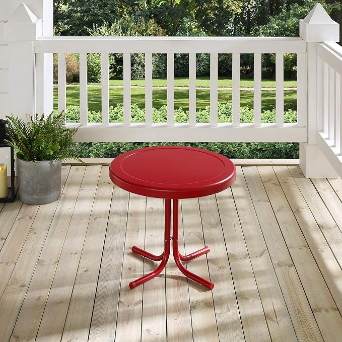 Crosley Furniture Griffith Weather Resistant Retro Metal Outdoor Side Table - Image 8