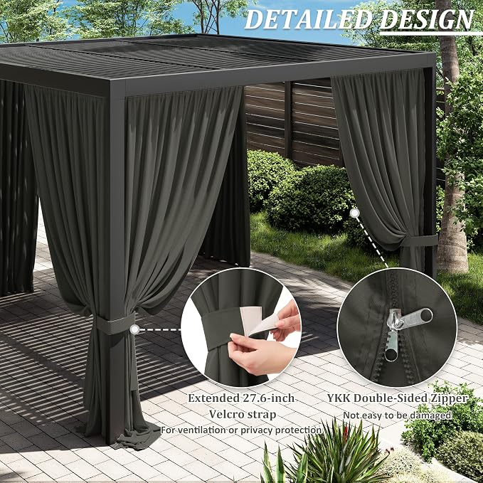 Gazebo Universal Replacement Privacy Curtain, 4-Panels Sidewall Curtains - Image 4