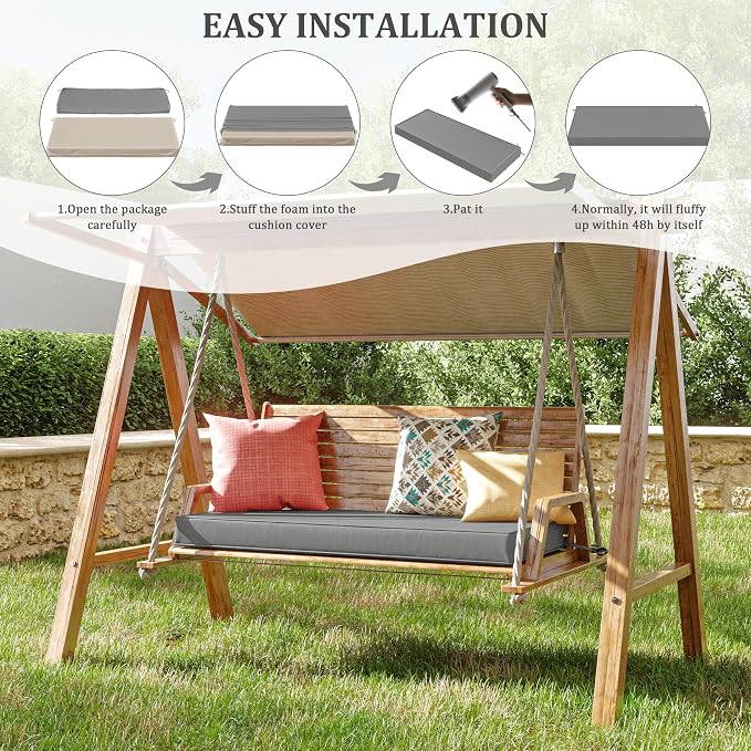 Premium Outdoor Bench Cushions for Patio Furniture 3.5inches Memory Foam Bench - Image 7
