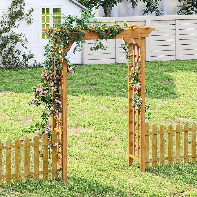 Wood Garden Arbor – Outdoor Wooden Arch Pergola - Image 2
