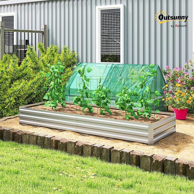 Outsunny Galvanized Raised Garden Bed, - Image 2