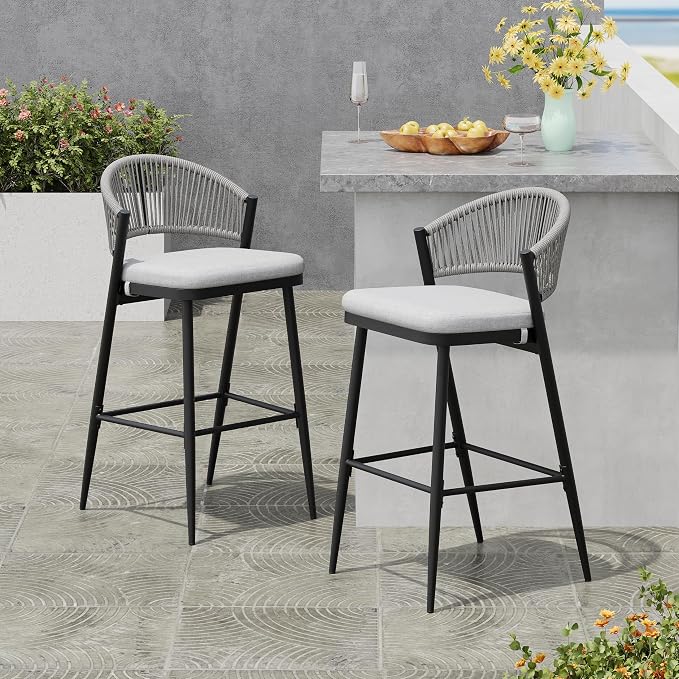 Christopher Knight Home Hearth 30.25" H Patio Barstools Set of 2, Woven Wicker by ChristopherKnightHome