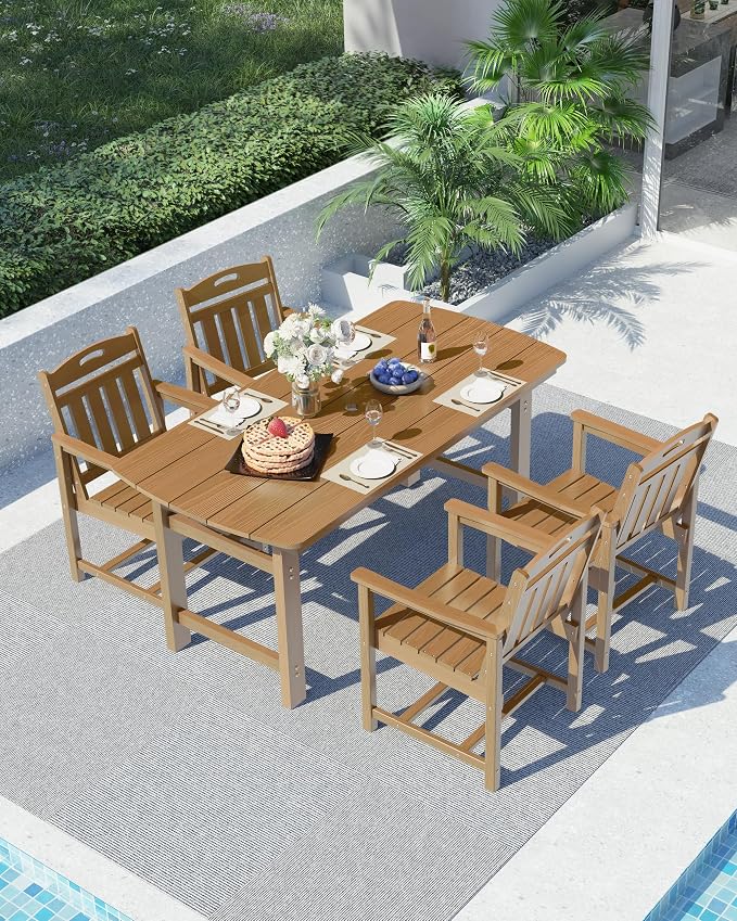 Ciokea HDPE Outdoor Dining Set, 5-Piece Patio Table and Chairs Set - Image 8