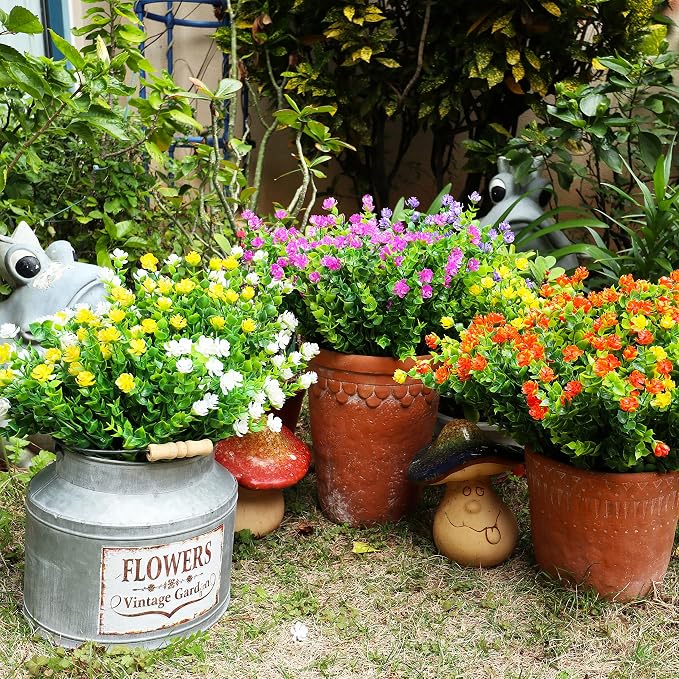 20 Bundles Artificial Flowers Outdoor Fake Plants, UV Resistant No Fade Faux - Image 2